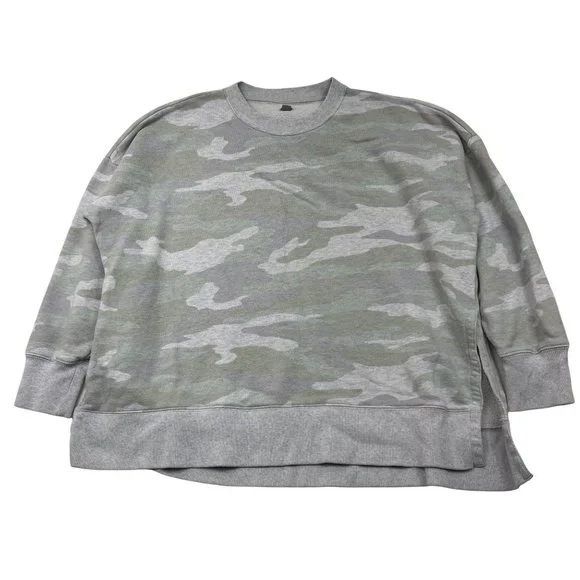 Aerie Oversized Camo Sweatshirt Size XL Green Muted Terry Loungewear Athleisure - Picture 1 of 10